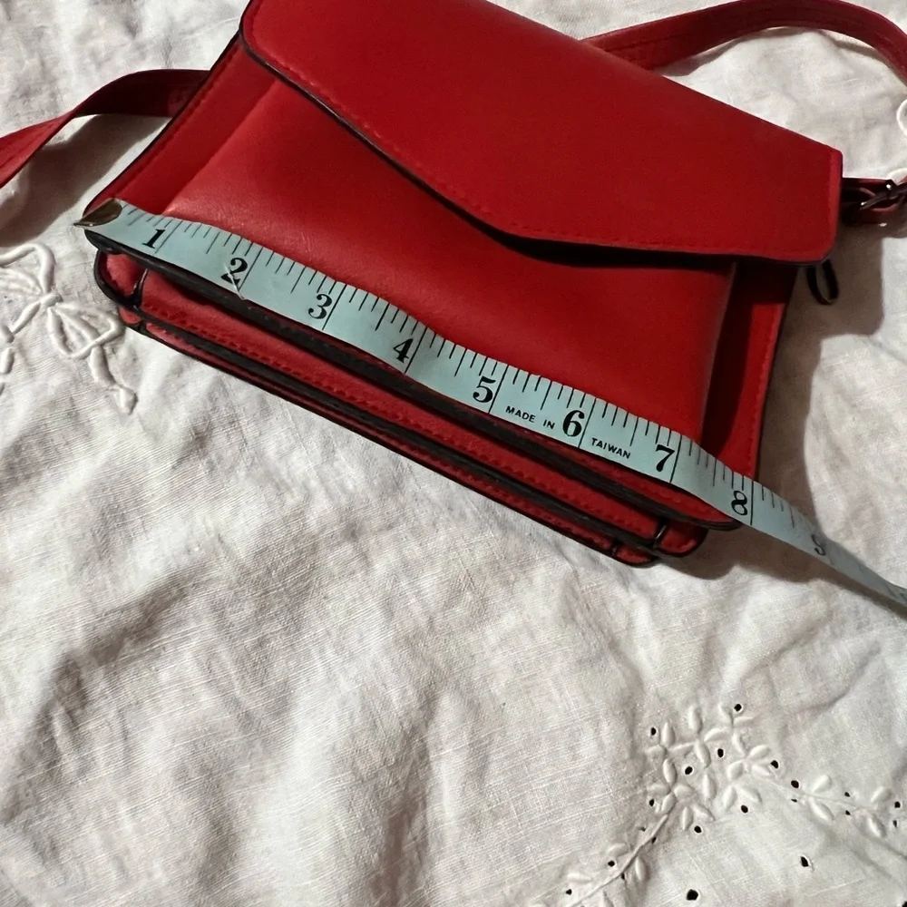 Cherry Red small purse faux leather long strap - Picture 4 of 5